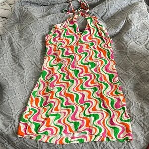 Zara Multicolor Swirl Halter Dress